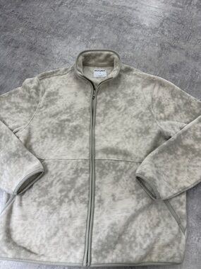 Old Navy Heathered Light Gray Full-Zip Fleece Jacket